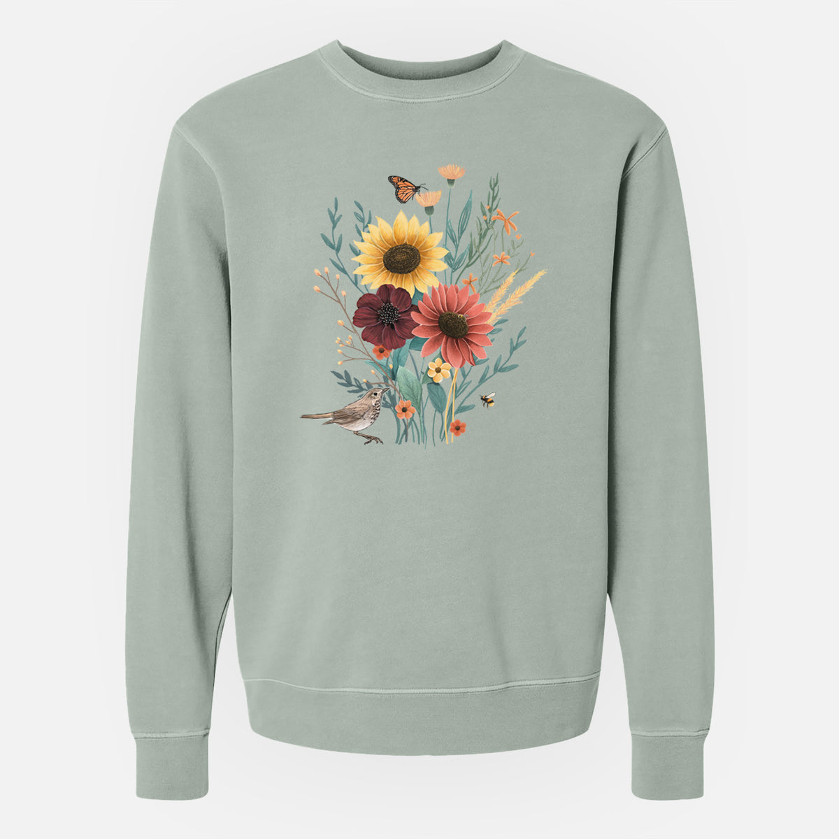 Fall Bouquet - Unisex Pigment Dyed Crew Sweatshirt