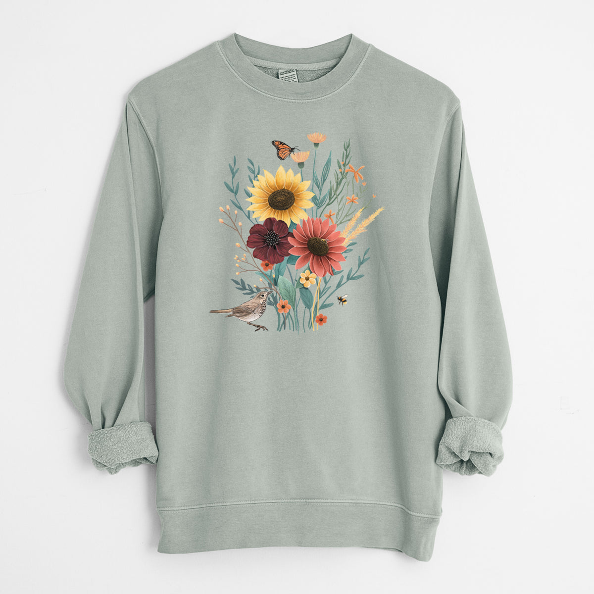 Fall Bouquet - Unisex Pigment Dyed Crew Sweatshirt