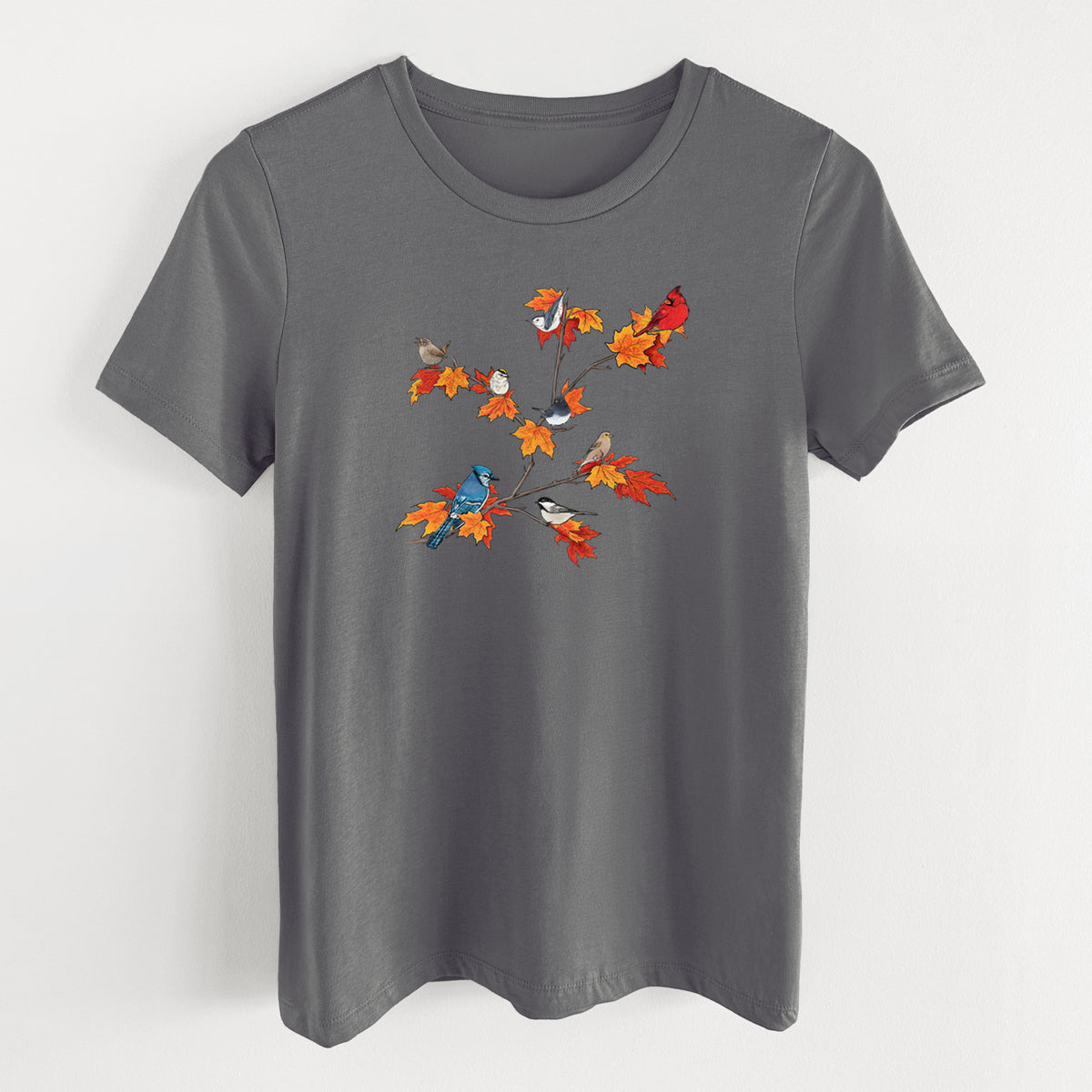 Autumn Backyard Birds - Women's Lightweight Relaxed Fit 100% Cotton Crewneck
