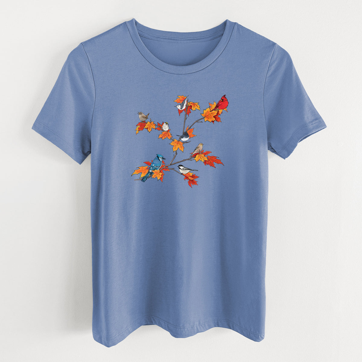 Autumn Backyard Birds - Women's Lightweight Relaxed Fit 100% Cotton Crewneck