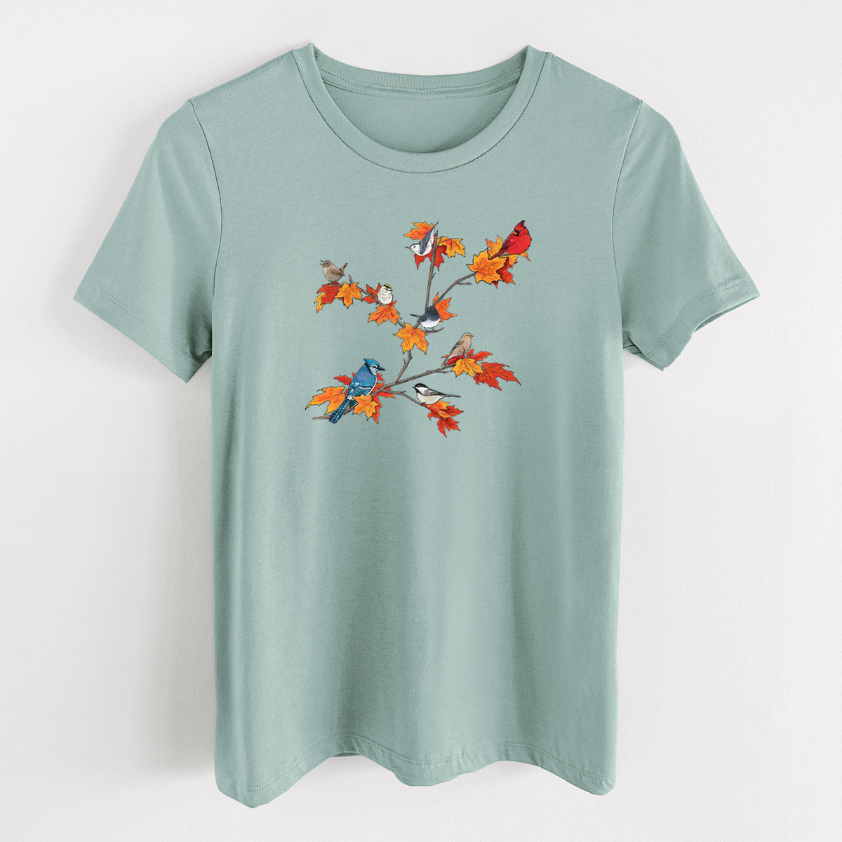 Autumn Backyard Birds - Women's Lightweight Relaxed Fit 100% Cotton Crewneck