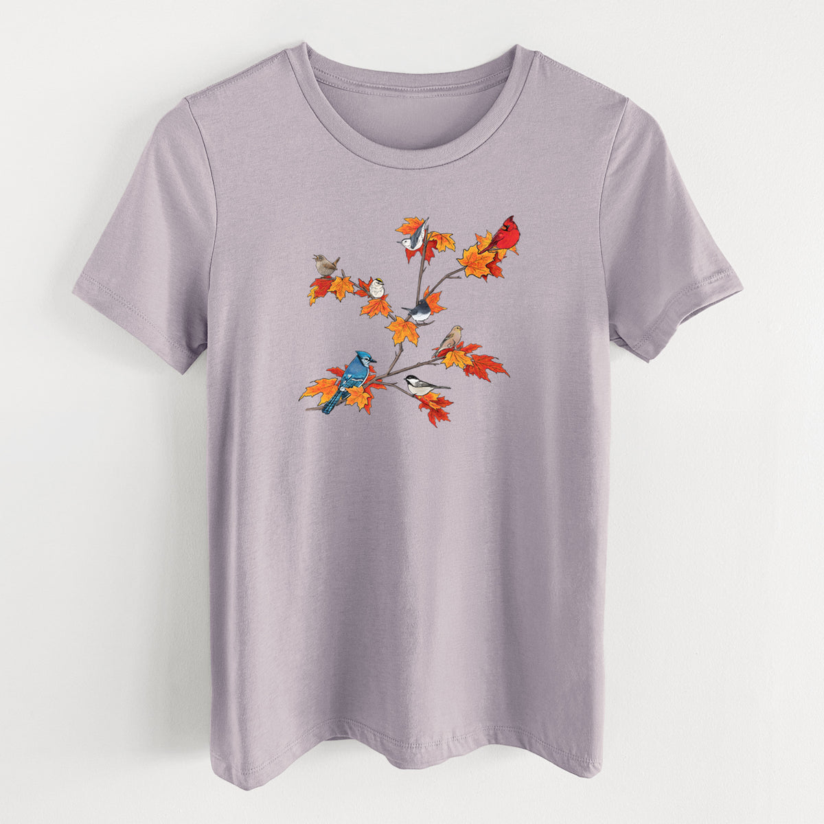 Autumn Backyard Birds - Women's Lightweight Relaxed Fit 100% Cotton Crewneck