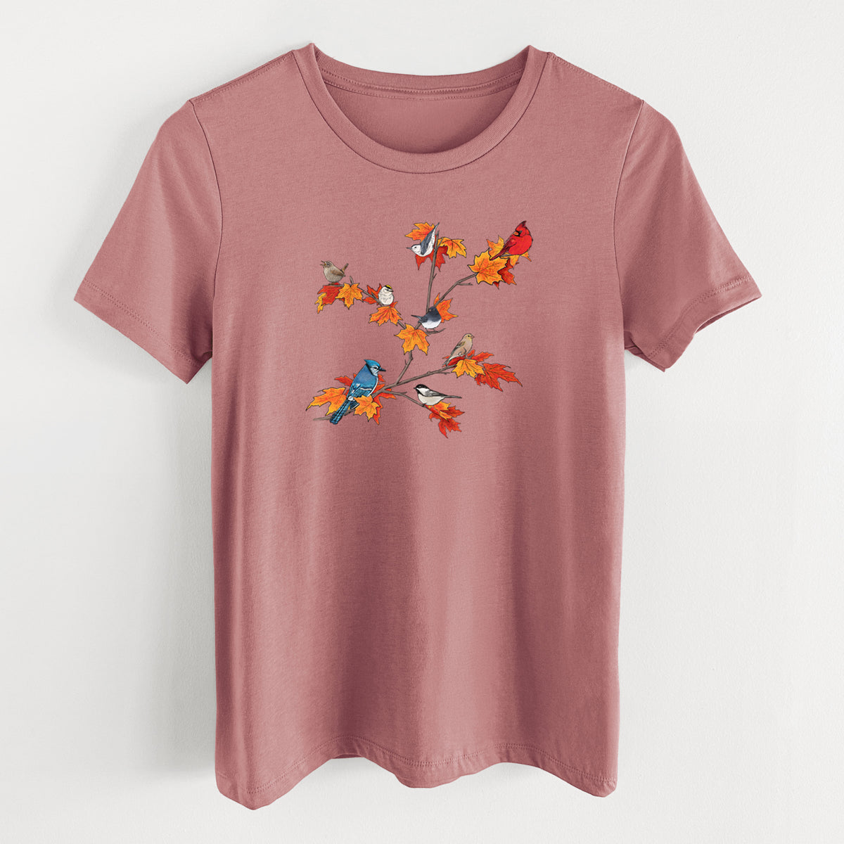 Autumn Backyard Birds - Women's Lightweight Relaxed Fit 100% Cotton Crewneck