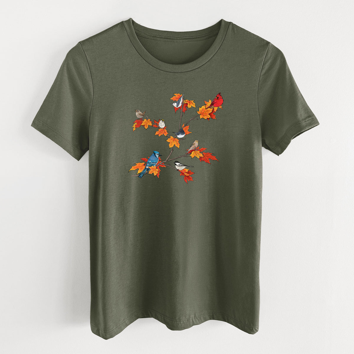Autumn Backyard Birds - Women's Lightweight Relaxed Fit 100% Cotton Crewneck
