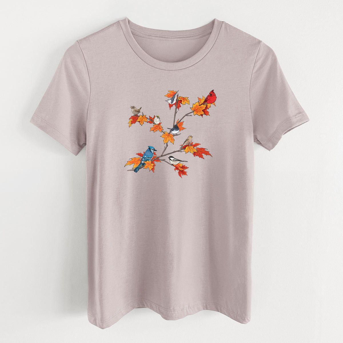 Autumn Backyard Birds - Women's Lightweight Relaxed Fit 100% Cotton Crewneck