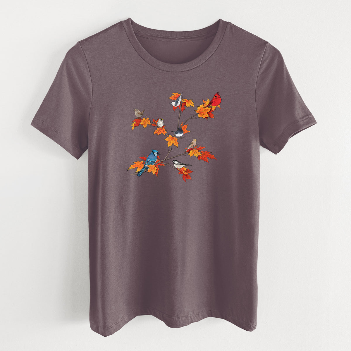 Autumn Backyard Birds - Women's Lightweight Relaxed Fit 100% Cotton Crewneck