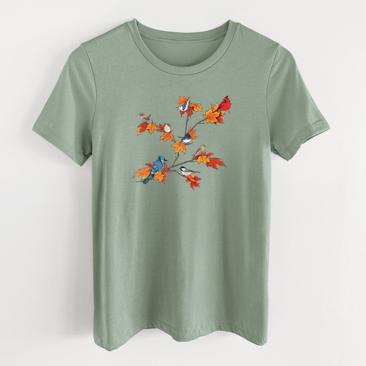 Autumn Backyard Birds - Women's Lightweight Relaxed Fit 100% Cotton Crewneck
