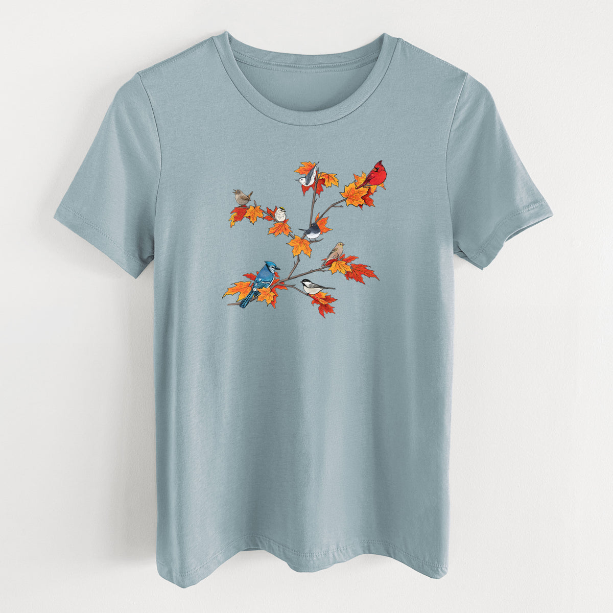 Autumn Backyard Birds - Women's Lightweight Relaxed Fit 100% Cotton Crewneck