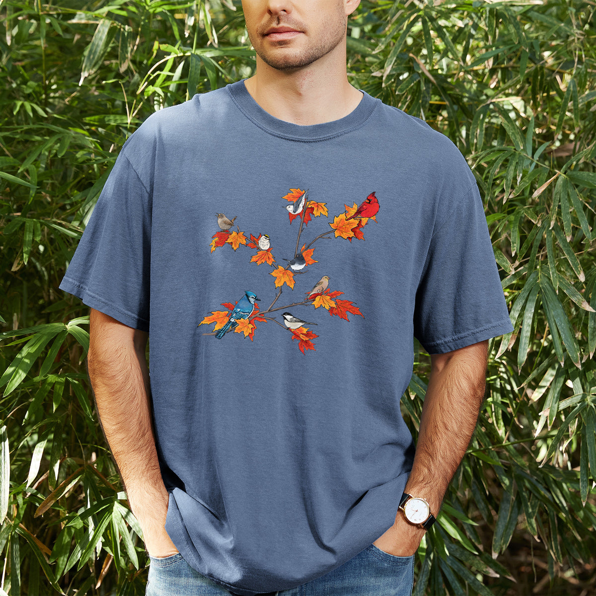 Autumn Backyard Birds - Unisex Comfort Colors Garment-Dyed Heavyweight T-shirt