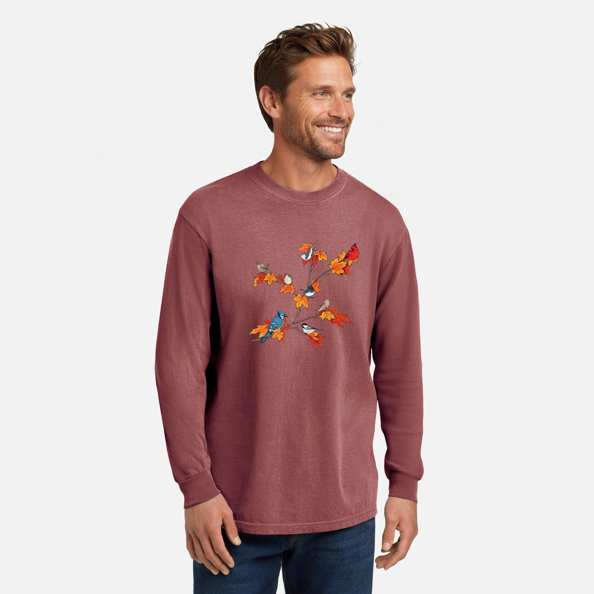 Autumn Backyard Birds - Unisex Comfort Colors 100% Cotton Long Sleeve