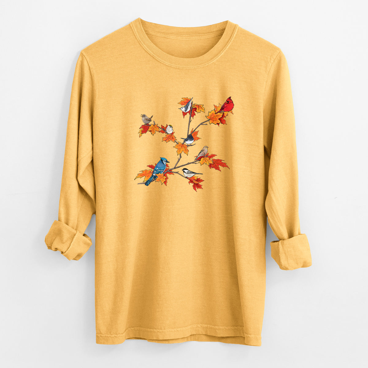 Autumn Backyard Birds - Unisex Comfort Colors 100% Cotton Long Sleeve