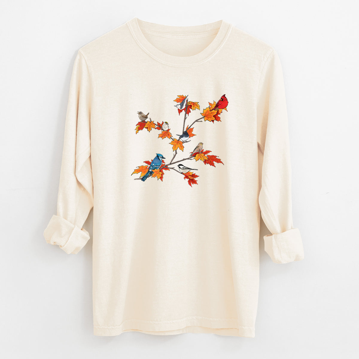 Autumn Backyard Birds - Unisex Comfort Colors 100% Cotton Long Sleeve