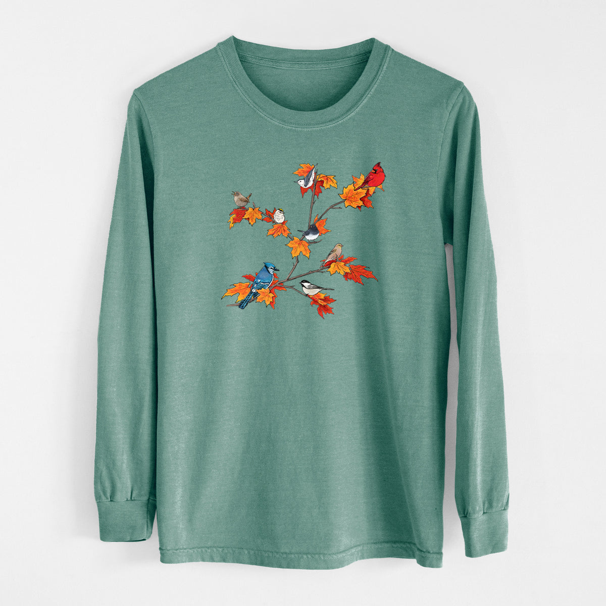 Autumn Backyard Birds - Unisex Comfort Colors 100% Cotton Long Sleeve
