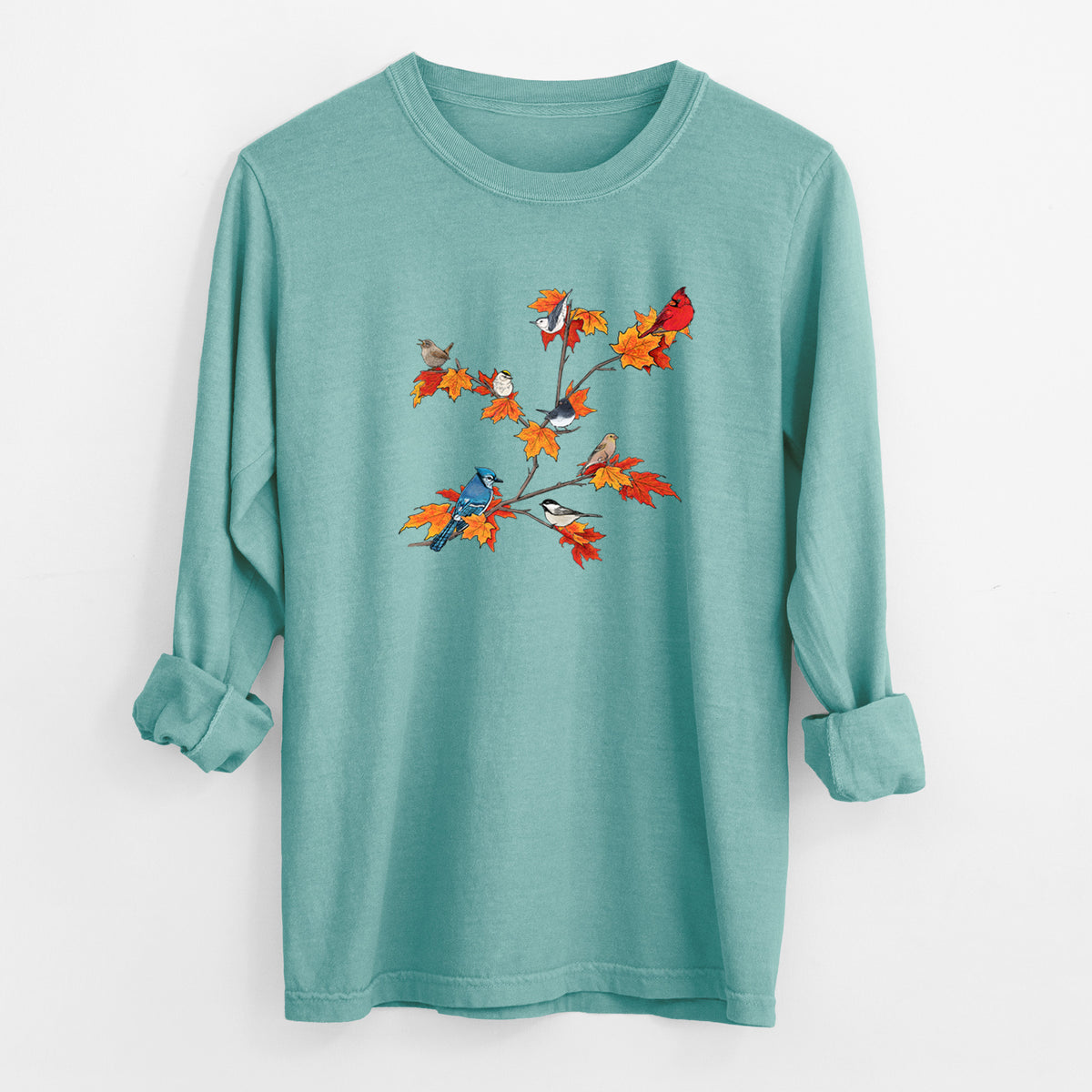 Autumn Backyard Birds - Unisex Comfort Colors 100% Cotton Long Sleeve