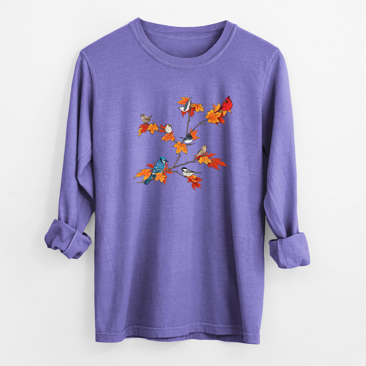 Autumn Backyard Birds - Unisex Comfort Colors 100% Cotton Long Sleeve