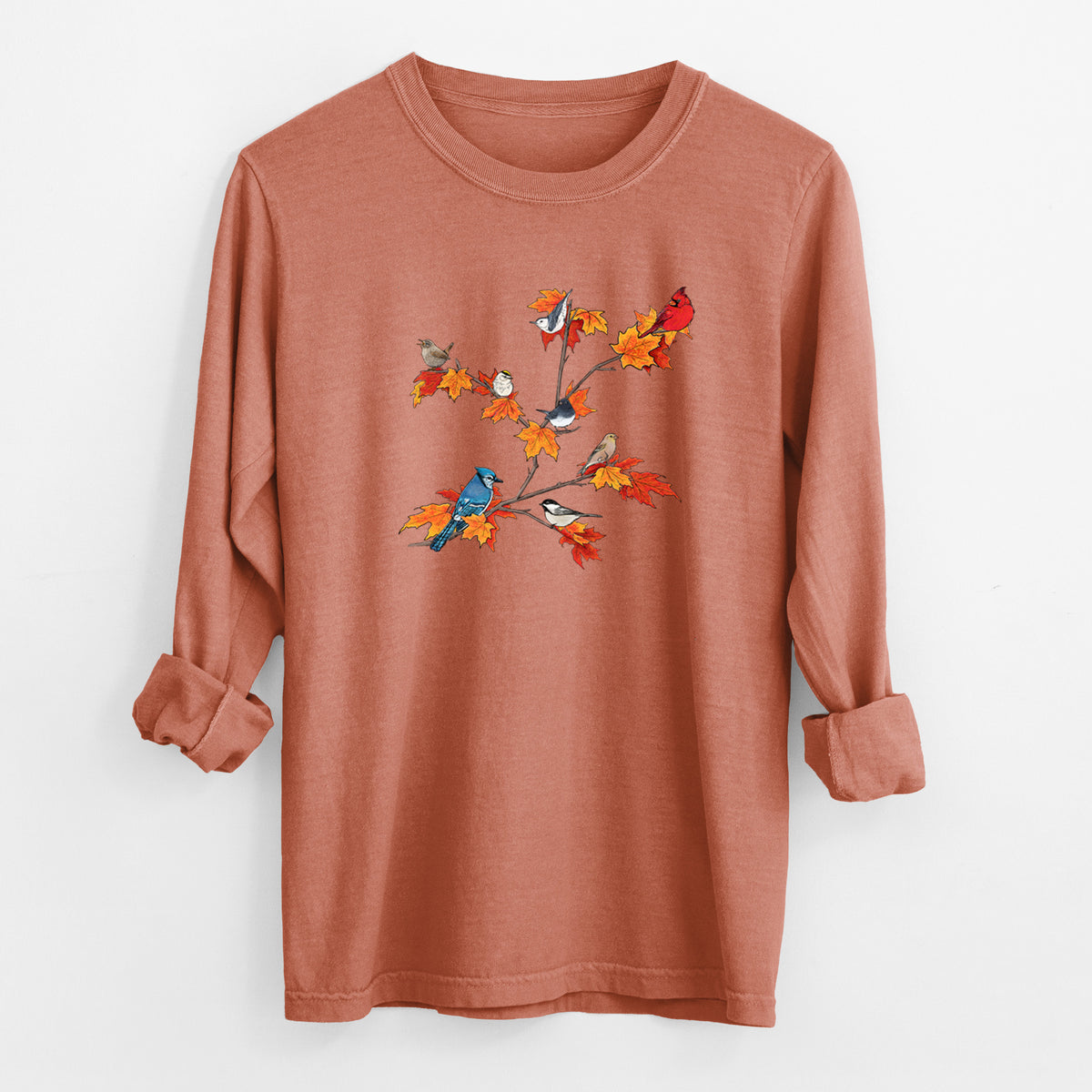Autumn Backyard Birds - Unisex Comfort Colors 100% Cotton Long Sleeve