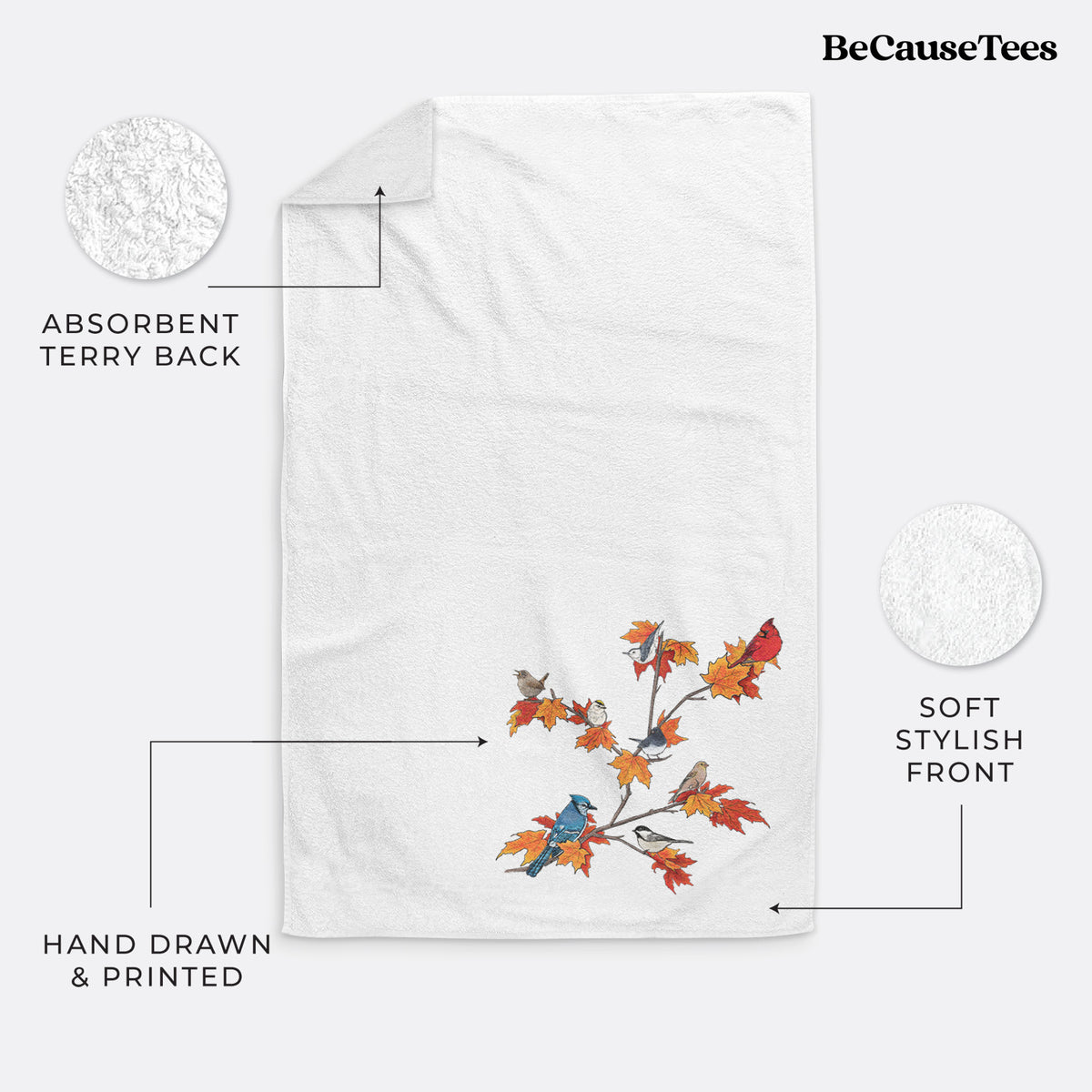 Autumn Backyard Birds - Premium Hand Towel