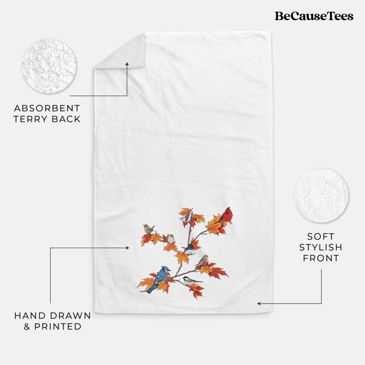 Autumn Backyard Birds - Premium Hand Towel