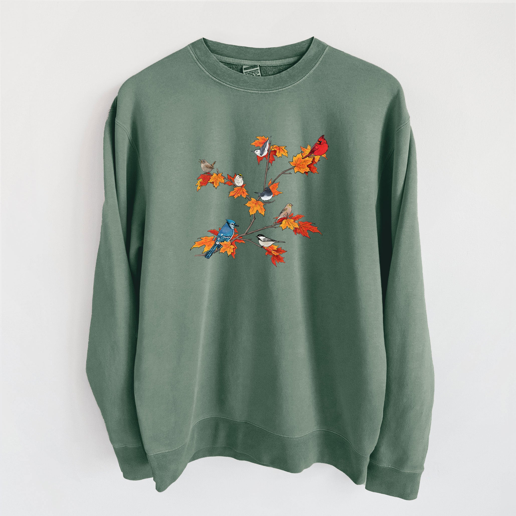 Autumn Backyard Birds - Unisex Pigment Dyed Crew Sweatshirt