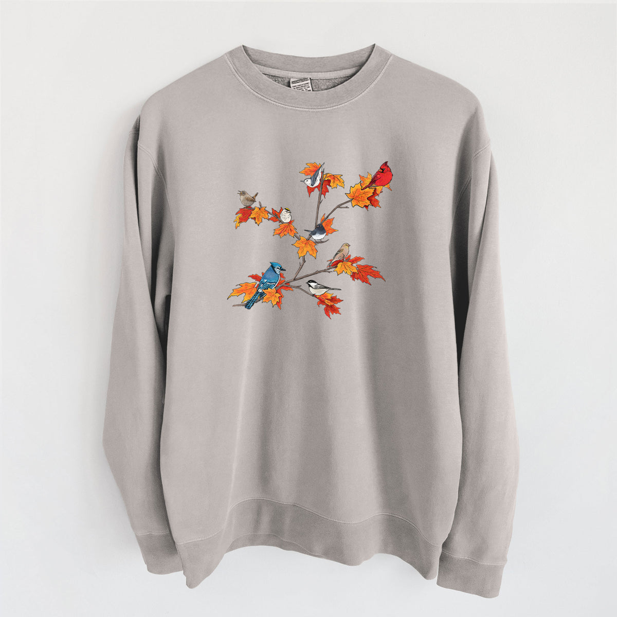 Autumn Backyard Birds - Unisex Pigment Dyed Crew Sweatshirt