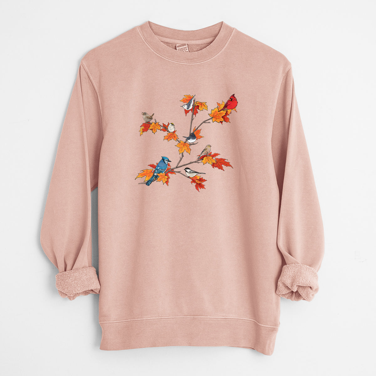 Autumn Backyard Birds - Unisex Pigment Dyed Crew Sweatshirt