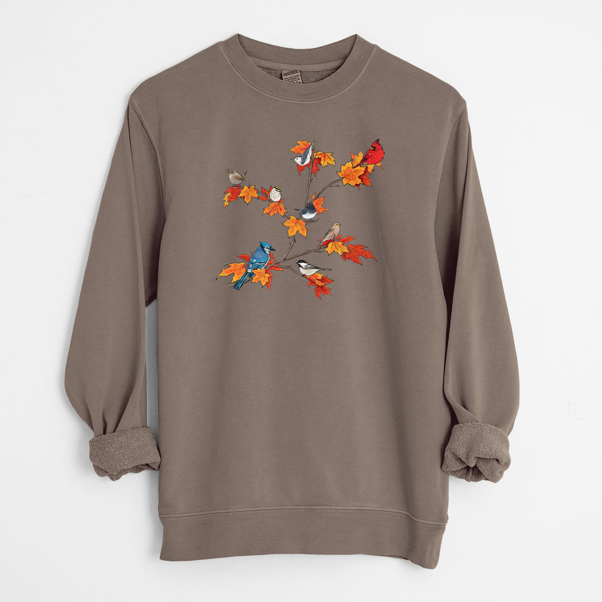 Autumn Backyard Birds - Unisex Pigment Dyed Crew Sweatshirt in Espresso