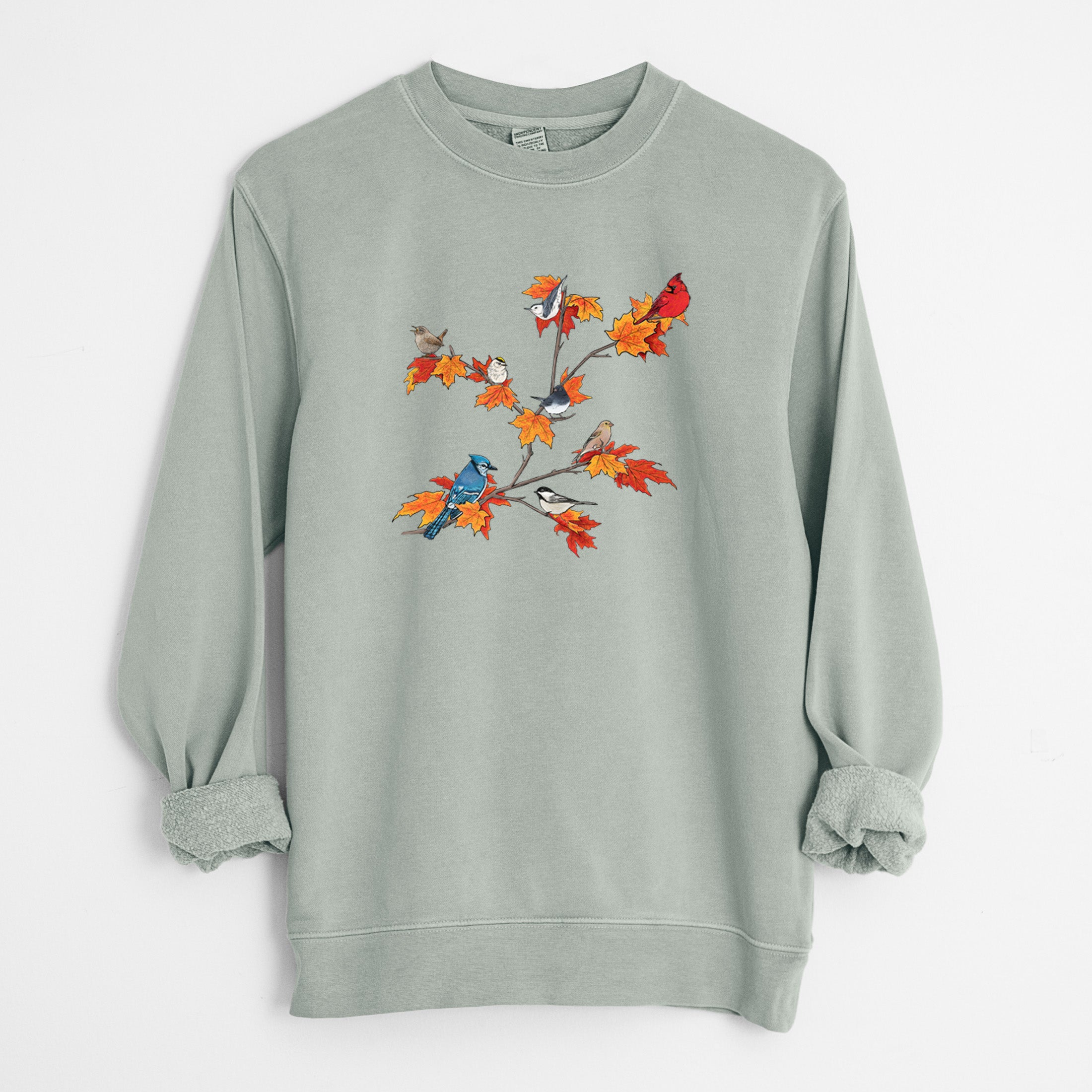 Autumn Backyard Birds - Unisex Pigment Dyed Crew Sweatshirt