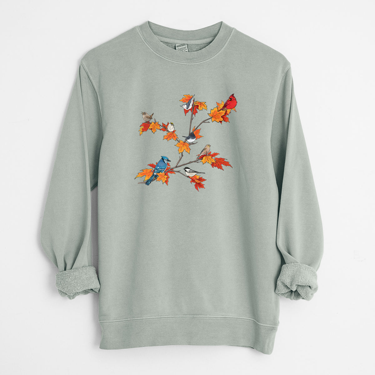 Autumn Backyard Birds - Unisex Pigment Dyed Crew Sweatshirt