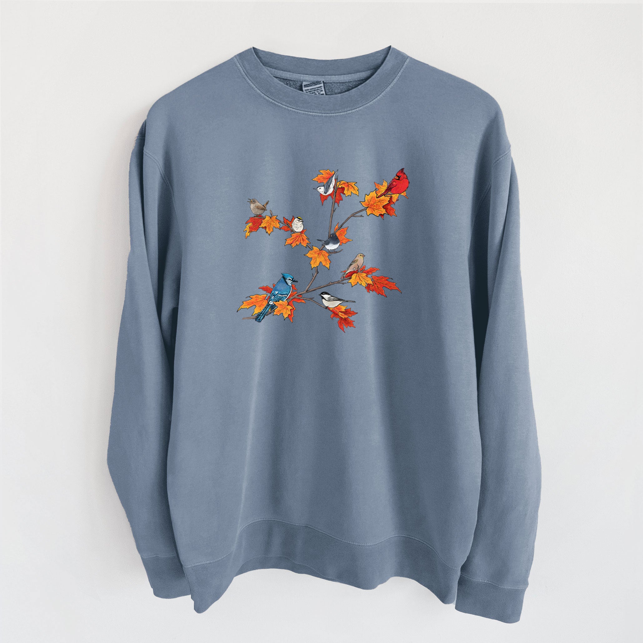 Autumn Backyard Birds - Unisex Pigment Dyed Crew Sweatshirt