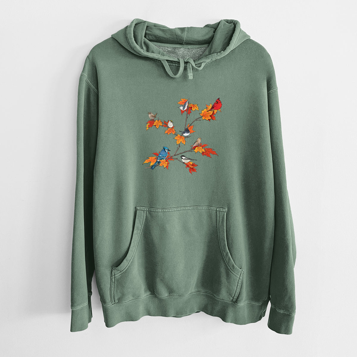 Autumn Backyard Birds - Unisex Pigment Dyed Hoodie