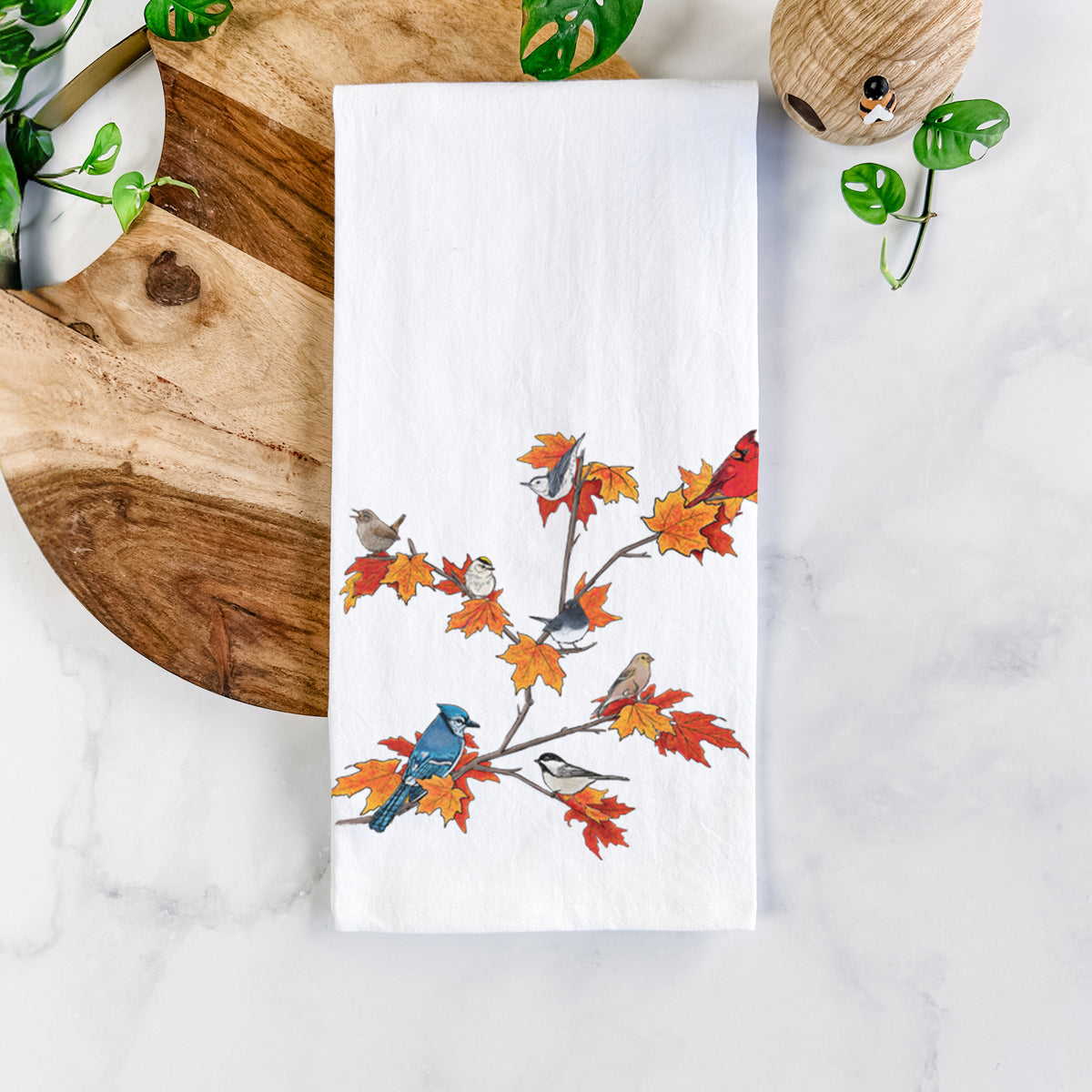 Autumn Backyard Birds - Tea Towel