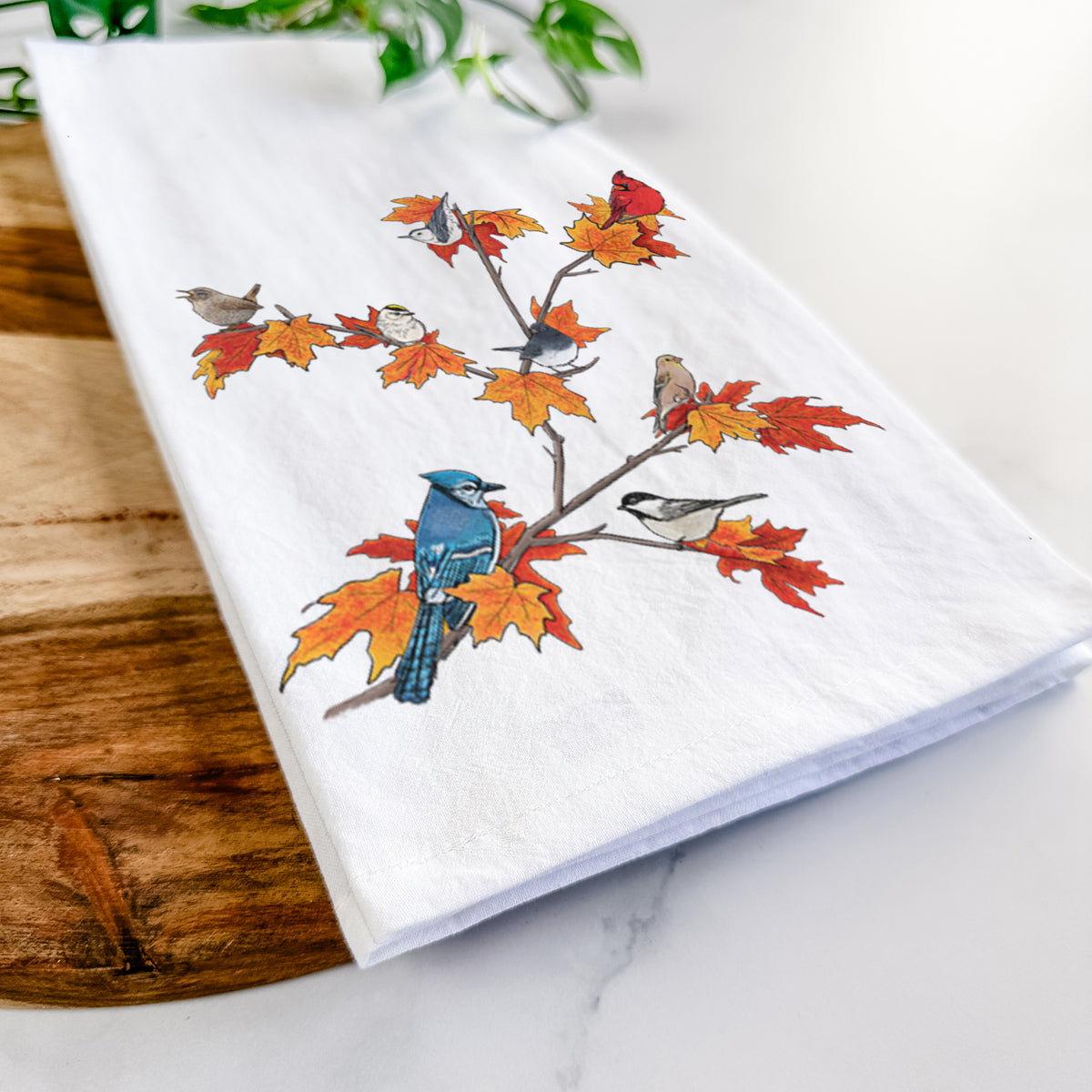 Autumn Backyard Birds - Tea Towel