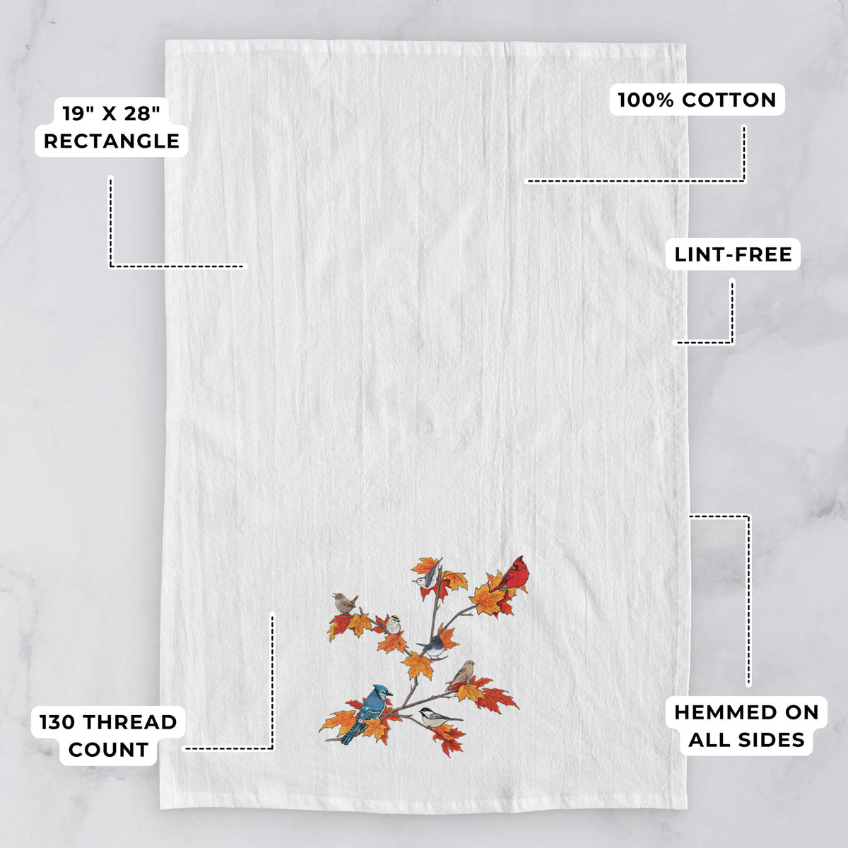 Autumn Backyard Birds - Tea Towel