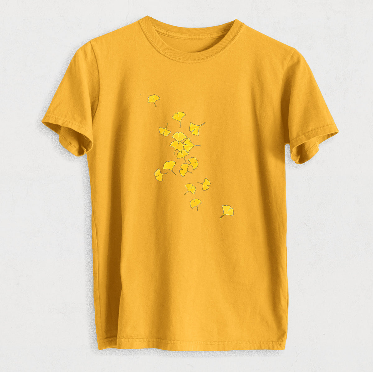 Falling Ginkgo Leaves - Heavyweight Men&#39;s 100% Organic Cotton Tee