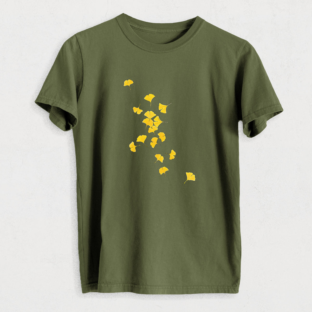 Falling Ginkgo Leaves - Heavyweight Men&#39;s 100% Organic Cotton Tee