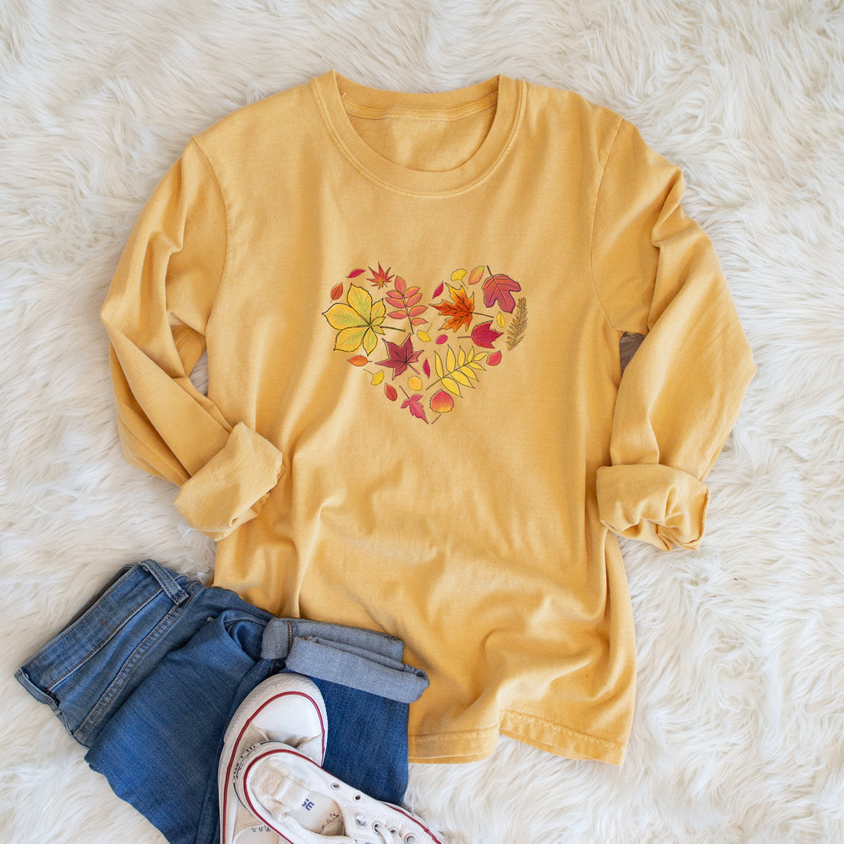 Vibrant Fall Heart - Unisex Comfort Colors 100% Cotton Long Sleeve