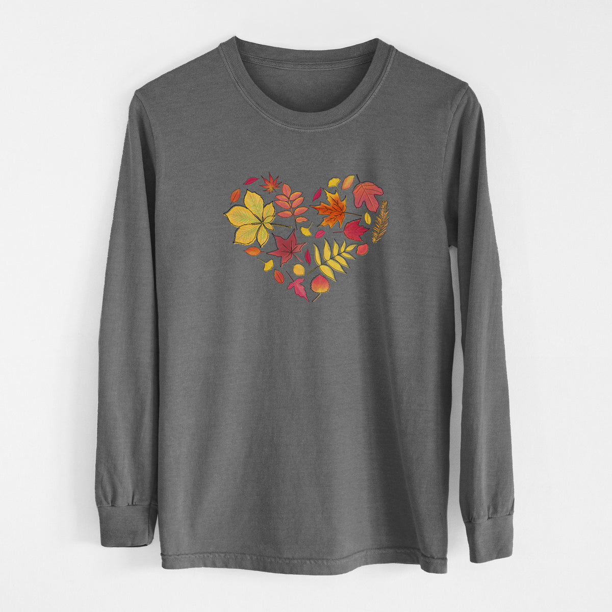 Vibrant Fall Heart - Men&#39;s Heavyweight 100% Cotton Long Sleeve