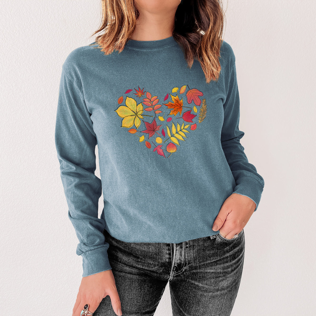 Vibrant Fall Heart - Unisex Comfort Colors 100% Cotton Long Sleeve