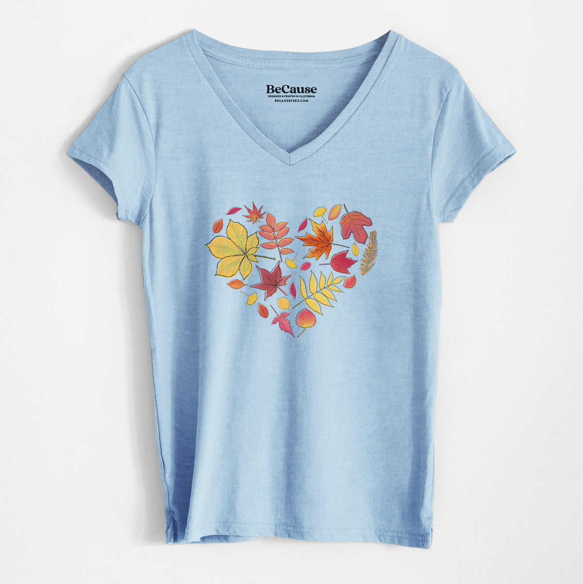 Vibrant Fall Heart - Women&#39;s 100% Recycled V-neck