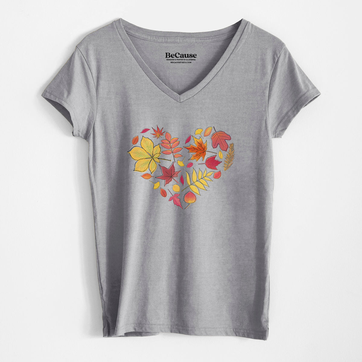 Vibrant Fall Heart - Women&#39;s 100% Recycled V-neck