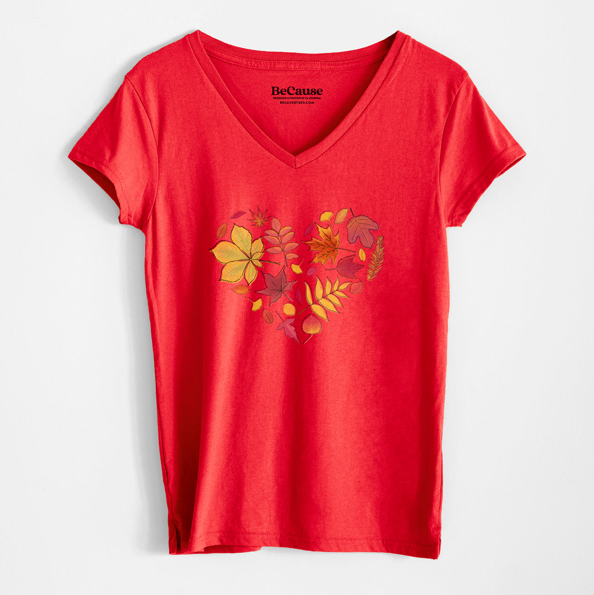 Vibrant Fall Heart - Women&#39;s 100% Recycled V-neck