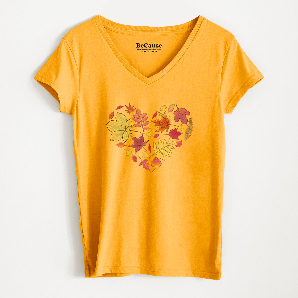 Vibrant Fall Heart - Women&#39;s 100% Recycled V-neck