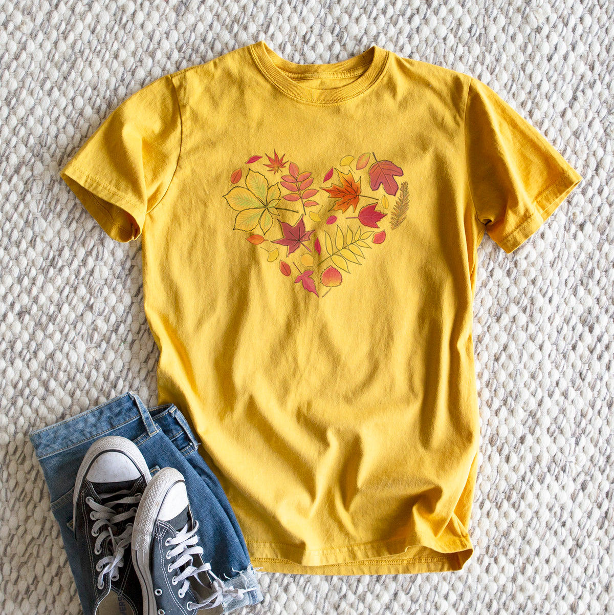 Vibrant Fall Heart - Heavyweight Men&#39;s 100% Organic Cotton Tee