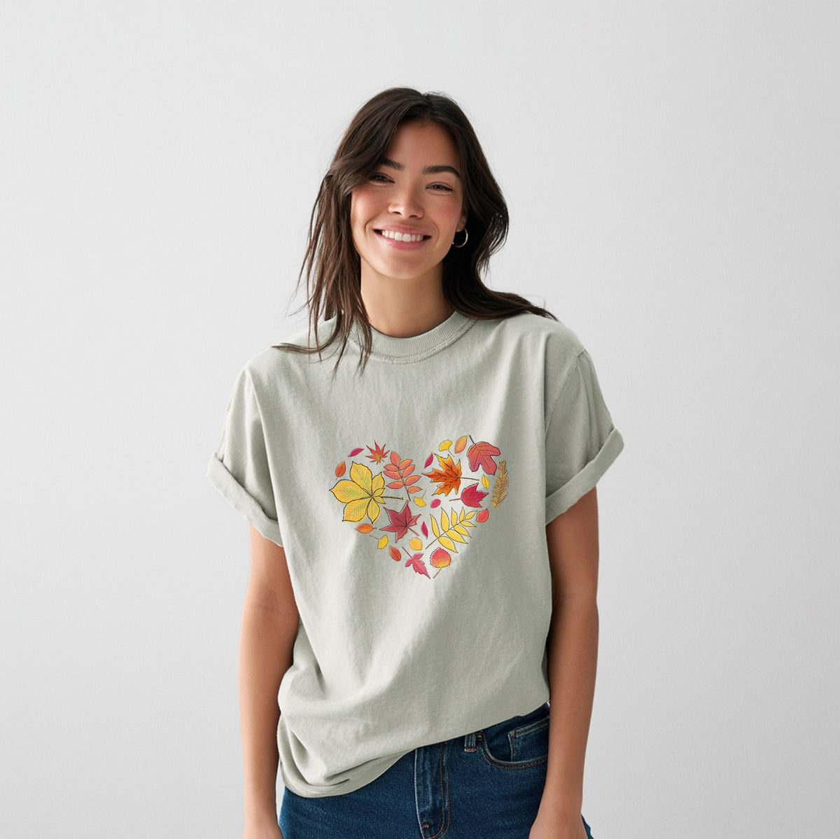 Vibrant Fall Heart - Heavyweight Men&#39;s 100% Organic Cotton Tee
