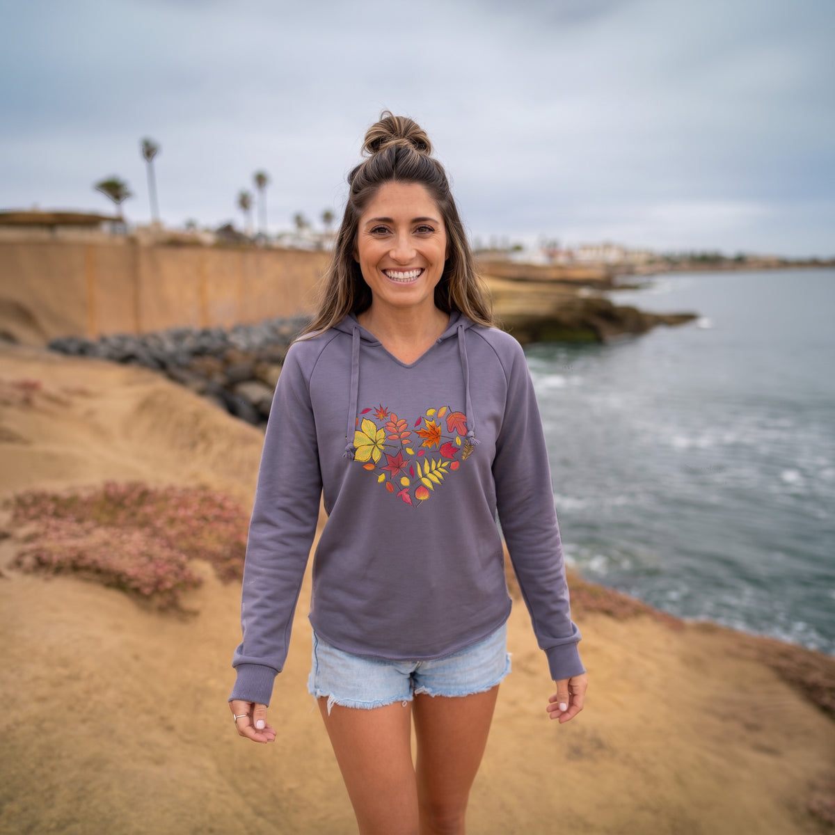 Vibrant Fall Heart - Cali Wave Hooded Sweatshirt