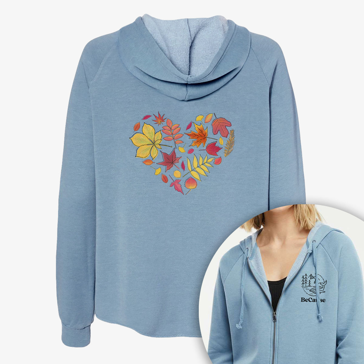 Vibrant Fall Heart - Women&#39;s Cali Wave Zip-Up Sweatshirt