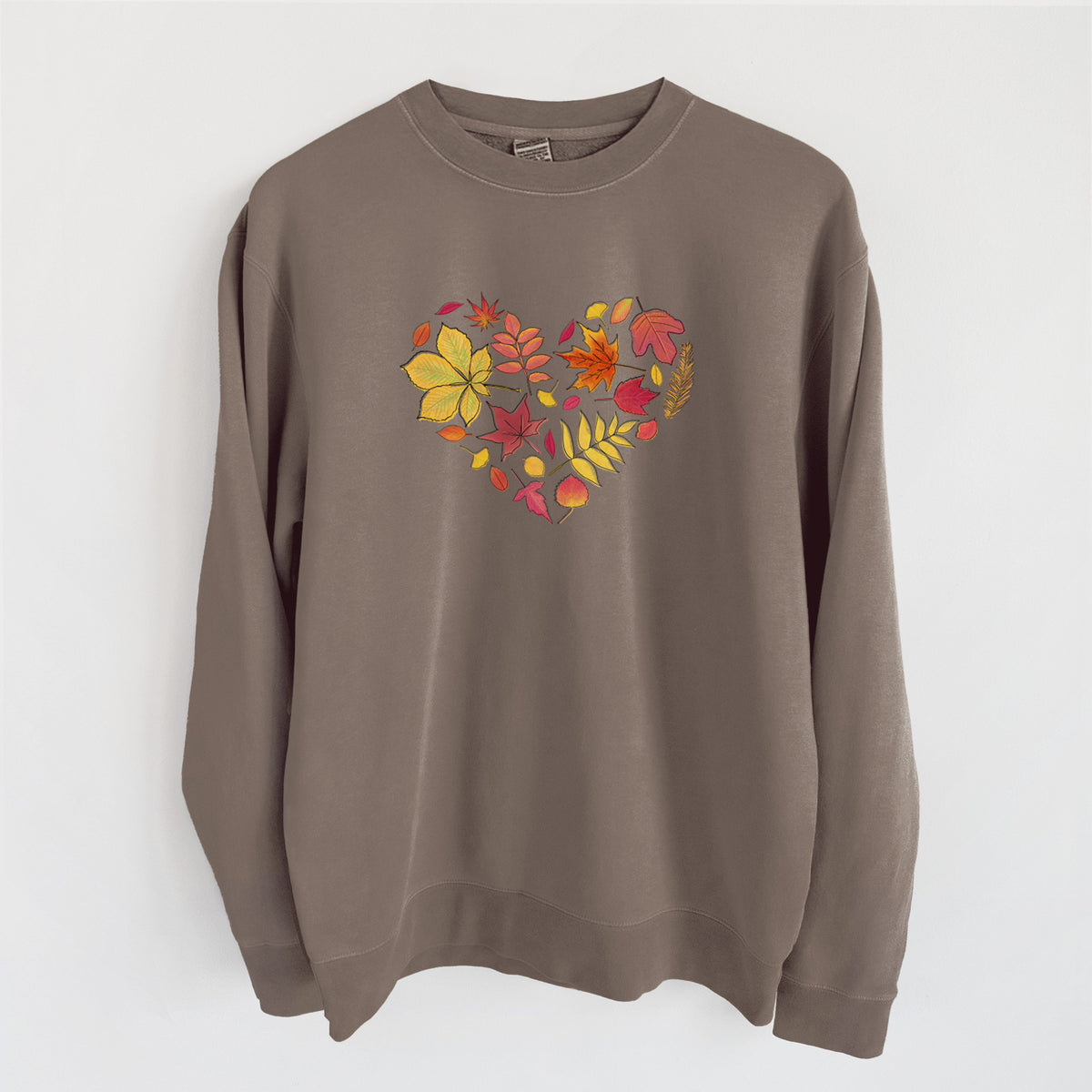 Vibrant Fall Heart - Unisex Pigment Dyed Crew Sweatshirt in Espresso