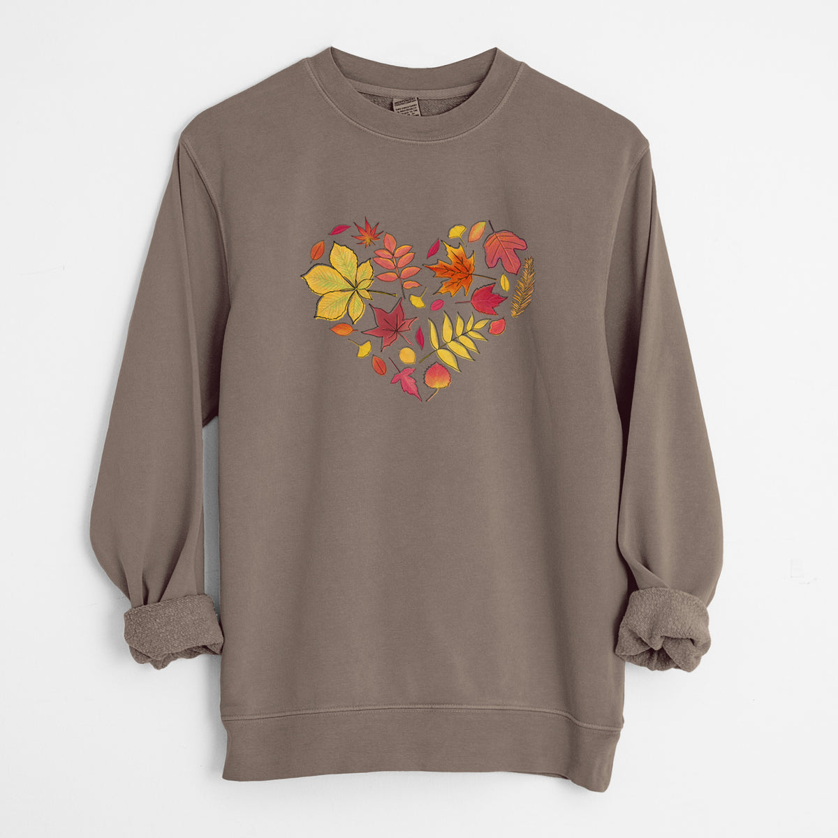 Vibrant Fall Heart - Unisex Pigment Dyed Crew Sweatshirt in Espresso