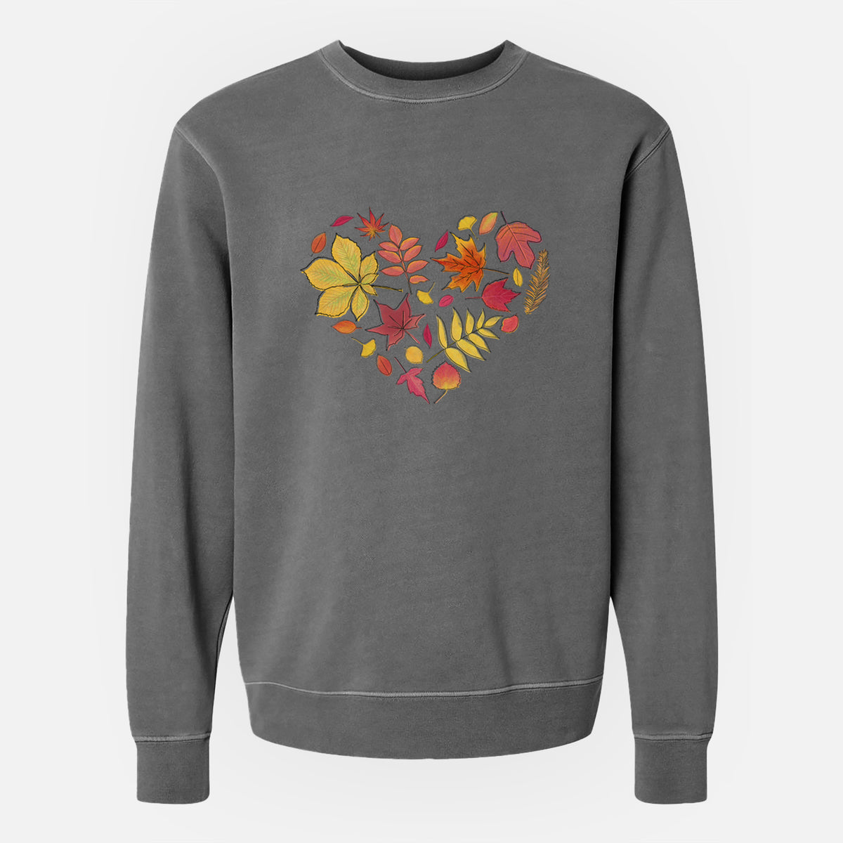 Vibrant Fall Heart - Unisex Pigment Dyed Crew Sweatshirt