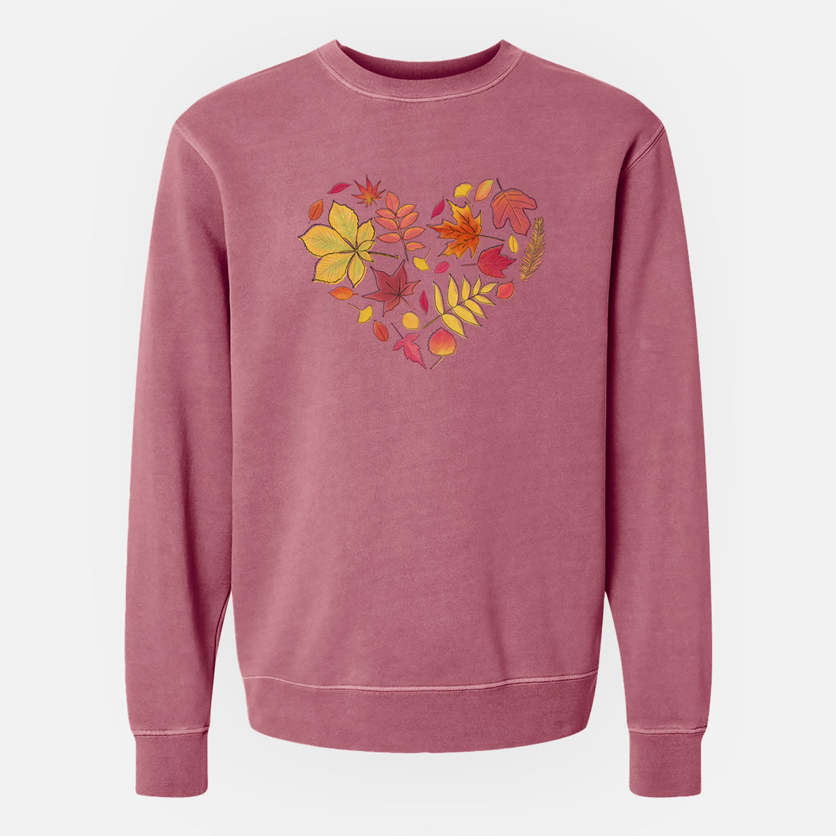 Vibrant Fall Heart - Unisex Pigment Dyed Crew Sweatshirt